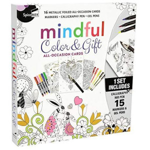 Spicebox Adult Art Craft & Hobby Kits Sketch Plus Mindful Color & Gift, Multicolor, (5528018)
