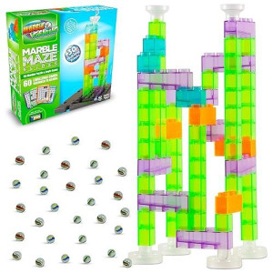Marble Genius - Marble Maze Slides Creator - Marble Run for Kids Age 4-8, 8-12 - Build & Discover Marble Tracks with This Marble Game Set - Marble Race Track Toy - Marble Tower Kit