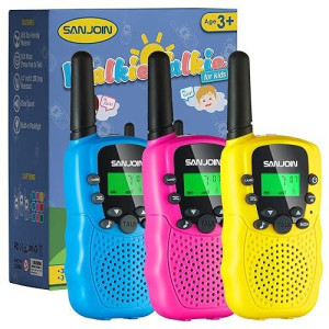 Walkie Talkies For Kids Toys For Boys Girls 4-6, 3 Miles Range Walkie Talkie To Camping, Outdoor 4 Year Old Girl Birthday Gifts For 3 4 5 6 7 Year Old Boy Girl Gifts Age 6-8 (Blue&Pink&Yellow, 3 Pack)