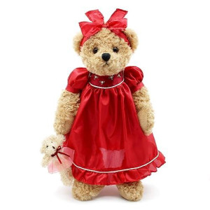 Oitscute Teddy Bears Baby Cute Soft Plush Stuffed Animal Toy For Girl Women 16" (Red Lace)