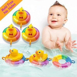 Duck Tubing Floating Bath Toys Mold Free No Holes Bathtub Float Play Connecting Rings With Ducks For Baby Toddlers And Kids