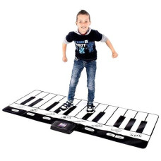 Abcotech Kids Floor Piano Mat | Giant Dance Floor Keyboard Sensory Toys | Play, Record, Playback And Demo Modes - 8 Musical Instruments And Sounds For Kids Music - 70" Toddler Piano Play Mat 24 Keys
