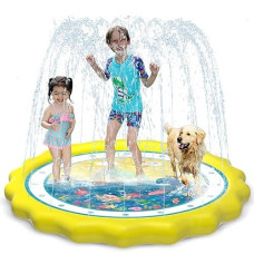Hitop Kids Sprinklers For Outside, Splash Pad For Toddlers & Baby Pool 3-In-1 60" Water Toys Gifts For 1 2 3 4 5 Year Old Boys Girls Splash Play Mat (Ocean)