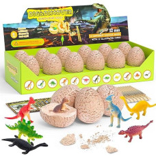 Dodomagxanadu Dinosaur Eggs, 12 Dino Eggs Dig Excavation Kit Dinosaur Toys For Boys, Science Stem Toys Dinosaur Party Favors For Boys & Girls Ages 3-5 4-7 5-7+