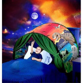 Kids Dream Bed Tent Twin Size - Deluxe Space Adventure & Dinosaur Island & Unicorn & Winter Wonderland Play Tents Boys Girls Pop Up Tents Children Game Tent Magical Playhouse Christmas Birthday Gifts