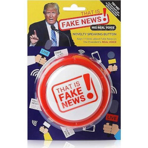 Donald Trump Fake News Button - 11 Fake News Quotes In Real Voice - Talking Gag Gift Desk Item - Gag Accessories Gifts For Men And Women - Funny Merchandise Stuff - Batteries Included