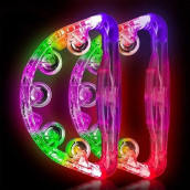 Aywewii Led Tambourine, Light Up Toys Handheld Musical Flashing Tamborine Autism Toys Party Supplies For Thanksgiving Christmas Anniversaries Gifts For Kids Adults Teens(Four Colors Are Randomly Sent)