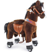 Ponycycle Official Classic U Series Ride On Horse Toy Plush Walking Animal Chocolate Brown Horse Size 3 For Age 3-5 Ux321