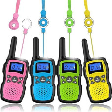 Wishouse Walkie Talkies For Kids 4 Pack,Family Walky Talky Adults Childrens Radio Long Range,Outdoor Camping Fun Toys Birthday Present Xmas Gifts For 3 4 5 6 7 8 9 10 Year Old Girls Boys (No Battery)