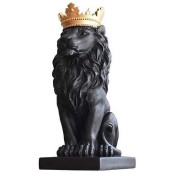 H&W 15''H Lion King Statue, Nordic Style Home And Study Decoration, Collectible Figurines, Best Gift For The Man, Black (Hh16-D1)