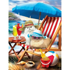 Sunsout Inc - Beach Cats - 300 Pc Jigsaw Puzzle By Artist: Tom Wood - Finished Size 18" X 24" - Mpn# 28865