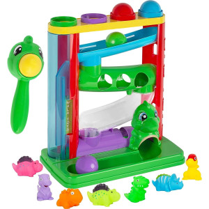 Wala - Pound A Ball Dinosaurs Toy - Super Durable Toddler Girls And Boys Toys - Comes With Ball Tower, Ball, Hammer, And 7 Dinosaur Toys For Kids - Educational Baby Hammer Toy - Stem Development