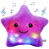 Bstaofy 13 Led Musical Twinkle Star Glow Lullaby Nightlight Stuffed Animals Light Up Toys Afraid Of Dark Singing Birthday Christmas For Toddlers, Purple