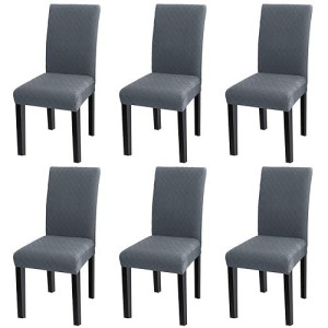 Yisun Modern Stretch Dining Chair Covers Removable Washable Spandex Slipcovers For High Chairs 4/6 Pcs Chair Protective Covers (Dark Gray, 6 Pcs)