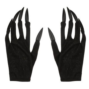 Freci Halloween Gloves With Glitter Nails Performance Props Cosplay Costume Accessories Halloween Party Dress Supplies - Black