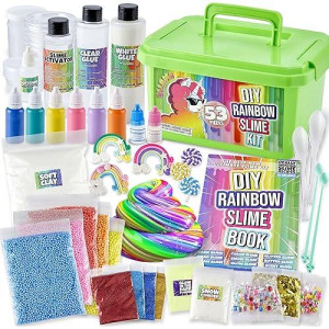 Laevo Unicorn Slime Kit - Diy Slime Making Kit - Supplies Makes Butter Slime, Cloud Slime, Clear Slime & More Sets - Toys For 5+ Years Old (Rainbow Slime Kit)