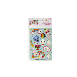 glitter galaxy Sticker Friends Sheet Wave 1 - Ten Large character with Small Heart & Star Effects Stickers - cute Rainbow Poop, Pink Narwhal & White Unicorn Decorations for Notes, crafts & Scrapbooks
