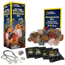National Geographic Rock Tumbling Refill - 1 Lb Mix Of Rocks From Madagascar For Rock Polishers, 5 Jewelry Fastenings & Rock Polishing Grit
