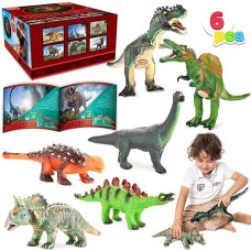 Joyin 6Pcs Big Dinosaur Toys Set (12�� To 14��), Educational Dinosaur Figures With Realistic Sound, Including 6 Dinosaur, Introduction Booklet, Dinosaur Teaching Set, Dinosaur Party Toys For Boys Girl