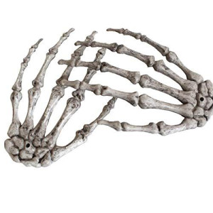 Xonor Halloween Skeleton Hands - Realistic Life Size Severed Plastic Grey Skeleton Hands For Halloween Props Decorations, 1Pair