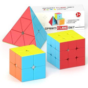 Vdealen Speed Cube Set, 2X2X2 3X3X3 Pyramid Magic Cube Set, Puzzle Cube Toys Birthday Party Christmas Stocking Stuffers Gift For Kids Teens Adults(Stickerless)
