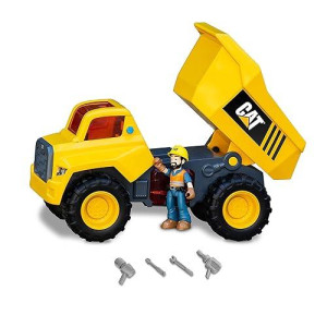 Cattoysofficial, Cat Construction Power Action Crew 12 Dump Truck With Action Figure, Lights And Sounds, Ages 3 And Up, Yellow