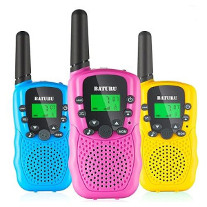 Walkie Talkies For Kids 3 Miles Long Range, 22 Channels Walkie Talkie With Clear Sound & Automatic Squelch, Kids Walkie Talkies, Outdoor Camping Toys For Kids (Blue+Pink+Yellow)