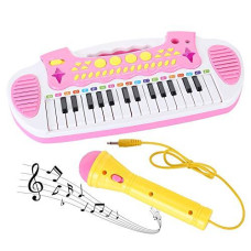 Love&Mini Piano Toy Keyboard For Kids - Birthday Gifts For 3 4 5 Years Old Girls Toys With 31 Keys And Microphone Musical Instrument Toys For Girls Gifts (Pink)