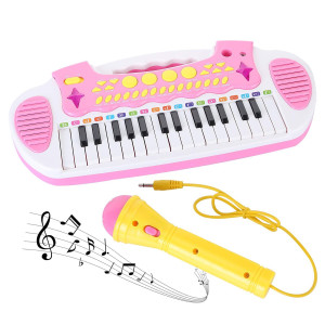 Love&Mini Piano Toy Keyboard For Kids - Birthday Gifts For 1 2 3 4 5 Years Old Girls Toys With 31 Keys And Microphone Musical Instrument Toys For Girls Gifts (Pink)
