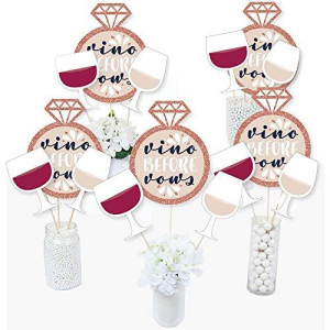 Vino Before Vows - Winery Bridal Shower Or Bachelorette Party Centerpiece Sticks - Table Toppers - Set Of 15