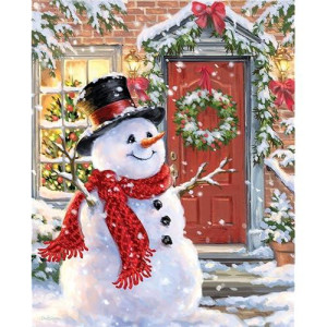 Springbok - Snow Place Like Home - 500 Piece Jigsaw Puzzle Illustration Of Snowman In Holiday Outdoor Scene