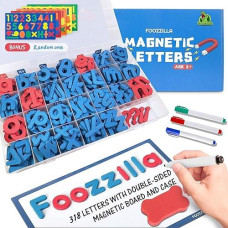 Foozzilla Magnetic Letters And Numbers Kit 286 Pcs With Double Side Magnetic Board - Foam Alphabet Letters For Kids Learning Abc And Classroom Educactional Spelling With Storage Box