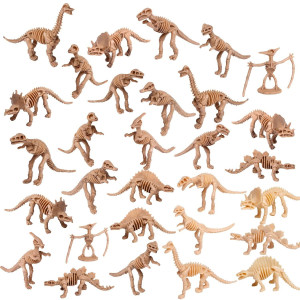 Upins 30 Pack Dinosaur Fossil Skeletons 3.7 Inch Assorted Dinosaur Skeleton Toy Figures Dino Bones Educational Gift For Science Play Dino Sand Dig Party Favor Decorations