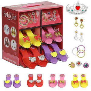 Fash N Kolor Princess Dress Up And Play Shoe And Jewelry Boutique With Fashion Accessories For Girls Dress Up, Age 3-10 Yrs Old Red/Purple