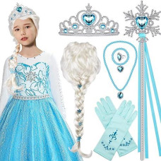 Tacobear Elsa Wig Frozen Elsa Braid With Princess Tiara Princess Elsa Dress Up Costume Accessories For Kids Girls