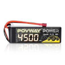 3S Lipo Battery Povway 11.1V 50C 4500Mah With T Plug Compatible Rc Cars, Rc Truck, Rc Airplane, Rc Helicopter, Rc Boat (4500Mah 3S-1Pack)