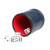 Reriver Navy Leatherette Dice Cup Set With 6 Dice Felt Lining Quiet In Shaking For Playing Liars Dice Farkle Yahtzee Board Games