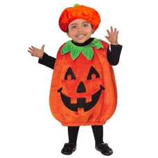 Bigotters Halloween Pumpkin Costume Set, Infant Toddler Halloween Cosplay Cutie Plush Costume Party Favor With Baby Hat, Orange