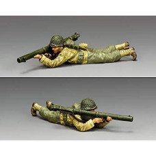 King & Country Toy Soldiers D Day Dd325 U.S. Army Ranger Prone Firing Bazooka 1:30 Scale Pewter