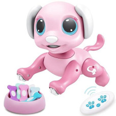 Biranco. Remote Control Dog Gesture Sensing - Smart Puppy Pink Toy Robot Pet Walks Barks Interactive With Toddler, Stem Play, Best Christmas Holiday Birthday Gifts For 3 4 5 6 7 8 Years Old Girl