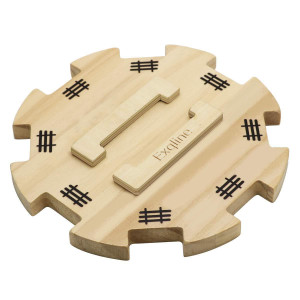 Exqline Wooden Hub For Mexican Train Dominoes With Felted Bottom Mexican Train Centerpiece Made Of Superior Pine