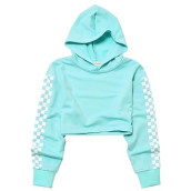 Girls Cropped Hoodies Plaid Long Sleeve Crop Top Sweatshirts Mint 8T 9T