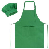 Sunland Kids Apron And Hat Set Children Chef Apron For Cooking Baking Painting (Green, M)