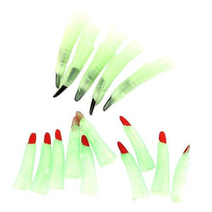 Nuobesty 50 Pcs Halloween Witch Fingers, Fake Nails Glow In The Dark Toys Witches Costume Fingers, Random Color