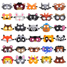 Shaggydogz 30 Pieces Felt Animal Masks For Kids Jungle Theme Party Favors Supplies