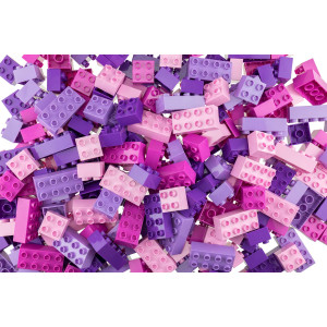 Strictly Briks - Big Briks Set - 84 Pieces - Pink, Magenta, Lavender, & Purple - Large Building Blocks For Ages 3 And Up