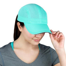 Trailheads Women'S Race Day Performance Running Cap, Lightweight & Quick Drying Mesh Sports Hat With Reflective Trim, Adjustable Fit - Seafoam Green