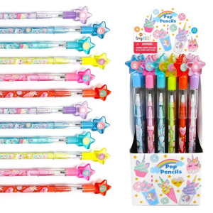 Tinymills 24 Pcs Unicorn Donuts Cupcakes Stackable Push Pencil Assortment With Eraser For Unicorn Girl Birthday Party Favor Prize Carnival Goodie Bag Stuffers Classroom Rewards Pinata Fillers