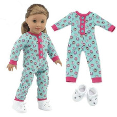 Emily Rose 18 Inch Doll Cozy Pjs Pajamas Gift Set | 18" Doll Sleeping Clothes - 2 Pc Set, With Fun 18-In Doll Lamb Slippers! | Gift Boxed! | Compatible With 18-Inch American Girl Dolls