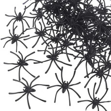 Tuparka 50 Pcs Halloween Fake Spider Plastic Mini Spiders Realistic Joke Toys For Haunted House Halloween Party Decoration, Black